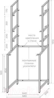 Стеллаж Style Line Stella 60/3П/Ш (3 полки, шкаф)