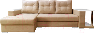 Диван угловой Bobrovmebel Мегаполис левый (микровелюр симпл 42 бежевый) - фото