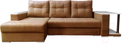 Диван угловой Bobrovmebel Мегаполис левый (микровелюр симпл 45 коричневый) - фото