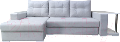 Диван угловой Bobrovmebel Мегаполис левый (микровелюр симпл 30 светло-серый) - фото