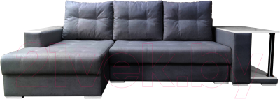 Диван угловой Bobrovmebel Мегаполис левый (микровелюр симпл 54 серый) - фото