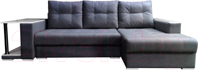 Диван угловой Bobrovmebel Мегаполис правый (микровелюр симпл 54 серый) - фото