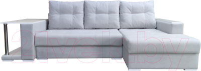 Диван угловой Bobrovmebel Мегаполис правый (микровелюр симпл 30 светло-серый) - фото