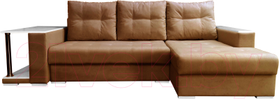 Диван угловой Bobrovmebel Мегаполис правый (микровелюр симпл 45 коричневый) - фото