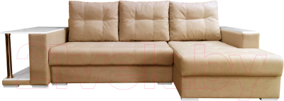 Диван угловой Bobrovmebel Мегаполис правый (микровелюр симпл 42 бежевый) - фото