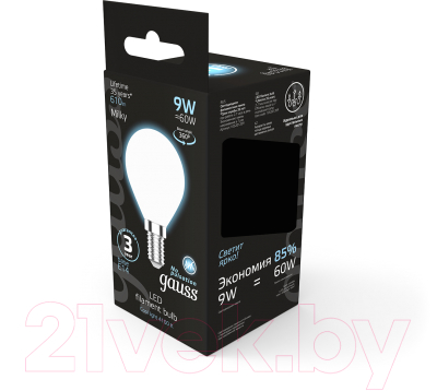 Лампа Gauss Filament Globe Е14 9W 4100К / Filament 105201209
