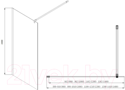 Душевая стенка Aquatek 140x200 / AQ WIW 14020CH (хром/прозрачное стекло)
