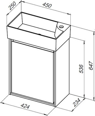 Тумба под умывальник Aquanet Милан 45 / 306378 (черный глянец)