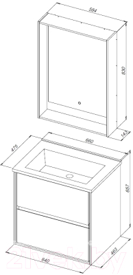 Тумба под умывальник Aquanet Милан 65 / 306379 (черный глянец)