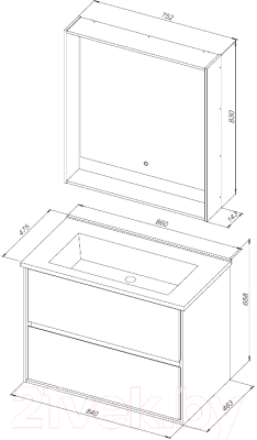 Тумба под умывальник Aquanet Милан 85 / 316703