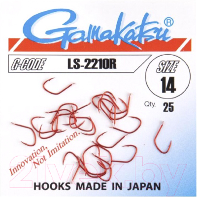 Набор крючков рыболовных Gamakatsu LS-2210R Hooks Red №14 / 147537-014 - фото