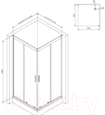 Душевой уголок AM.PM Gem S 90x90 WK93EP