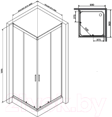 Душевой уголок AM.PM Gem 90x90 WK90EO