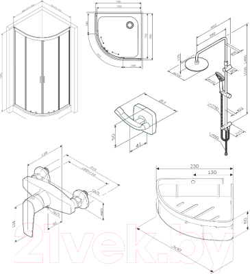 Душевой уголок AM.PM Gem 80x80 WK90EM (черный)