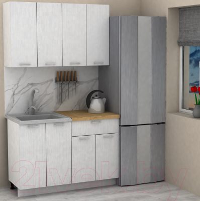 Кухонный гарнитур Eligard Lion 1.2 (белый структурный/дуб бунратти)