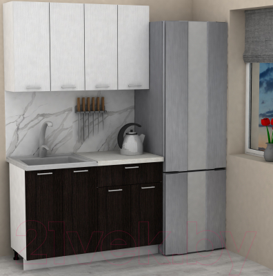 Кухонный гарнитур Eligard Lion 1.2 (белый структурный/дуб марбург/королевский опал)