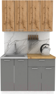 Кухонный гарнитур Eligard Lion 1.2 (дуб натуральный/дымчатый алмаз/дуб бунратти) - фото
