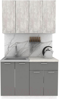 Кухонный гарнитур Eligard Lion 1.2 (ледяное дерево/дымчатый алмаз/королевский опал) - фото