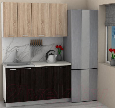Кухонный гарнитур Eligard Lion 1.4 (дуб сонома/дуб марбург/королевский опал)