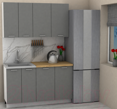 Кухонный гарнитур Eligard Lion 1.4 (дымчатый алмаз/дуб бунратти)