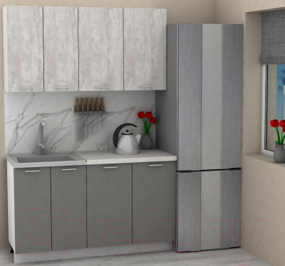 Кухонный гарнитур Eligard Lion 1.4 (ледяное дерево/дымчатый алмаз/королевский опал)