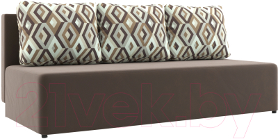 Диван Stolline Нексус 27 (коричневый/подушки ромб коричневый) - фото
