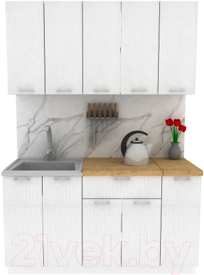 Кухонный гарнитур Eligard Lion 1.5 (белый структурный/дуб бунратти) - фото