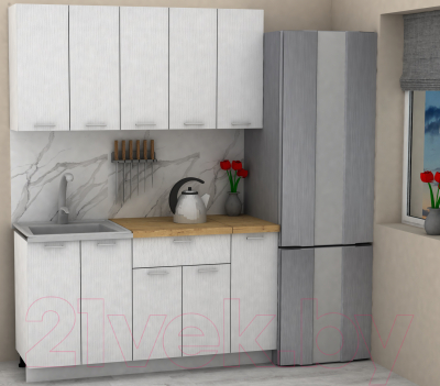 Кухонный гарнитур Eligard Lion 1.5 (белый структурный/дуб бунратти)