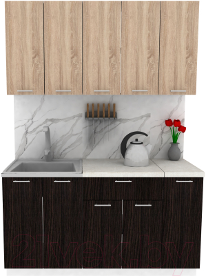 Кухонный гарнитур Eligard Lion 1.5 (дуб сонома/дуб марбург/королевский опал) - фото
