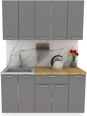 Кухонный гарнитур Eligard Lion 1.5 (дымчатый алмаз/дуб бунратти) - фото