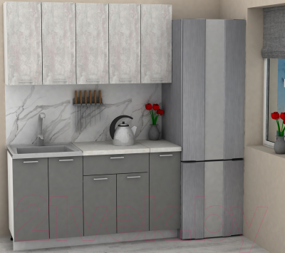 Кухонный гарнитур Eligard Lion 1.5 (ледяное дерево/дымчатый алмаз/королевский опал)