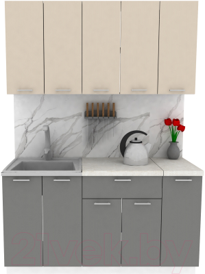 Кухонный гарнитур Eligard Lion 1.5 (персидский жемчуг/дымчатый алмаз/королевский опал) - фото