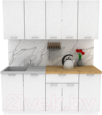 Кухонный гарнитур Eligard Lion 1.8 (белый структурный/дуб бунратти) - фото