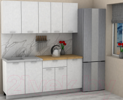 Кухонный гарнитур Eligard Lion 1.8 (белый структурный/дуб бунратти)