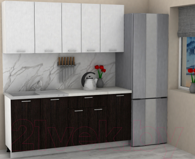 Кухонный гарнитур Eligard Lion 1.8 (белый структурный/дуб марбург/королевский опал)