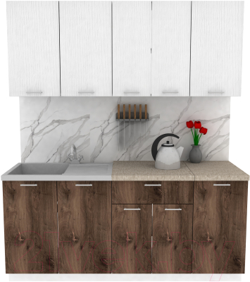 Кухонный гарнитур Eligard Lion 1.8 (белый структурный/дуб нокс/малага) - фото