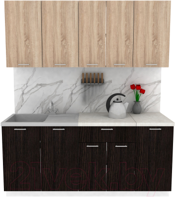 Кухонный гарнитур Eligard Lion 1.8 (дуб сонома/дуб марбург/королевский опал) - фото