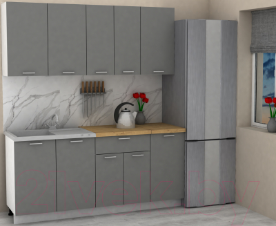 Кухонный гарнитур Eligard Lion 1.8 (дымчатый алмаз/дуб бунратти)