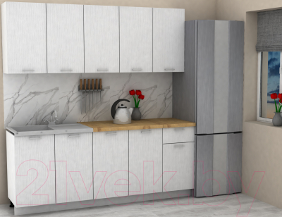 Кухонный гарнитур Eligard Lion 2.0 (белый структурный/дуб бунратти)