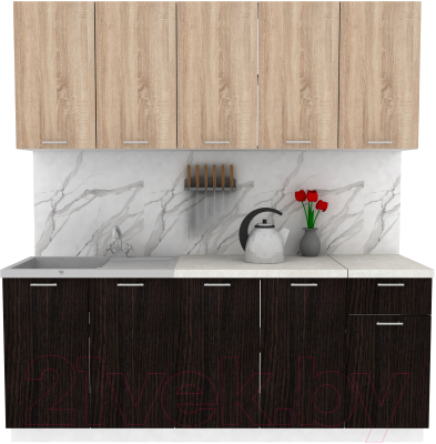 Кухонный гарнитур Eligard Lion 2.0 (дуб сонома/дуб марбург/королевский опал) - фото