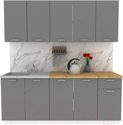 Кухонный гарнитур Eligard Lion 2.0 (дымчатый алмаз/дуб бунратти) - фото