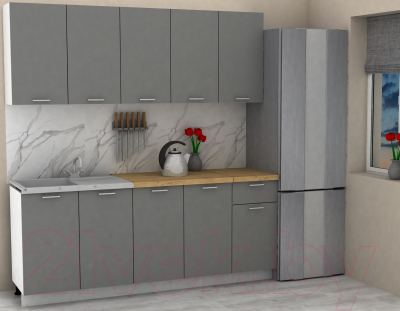 Кухонный гарнитур Eligard Lion 2.0 (дымчатый алмаз/дуб бунратти)