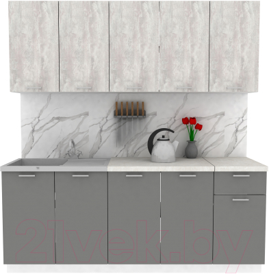 Кухонный гарнитур Eligard Lion 2.0 (ледяное дерево/дымчатый алмаз/королевский опал) - фото