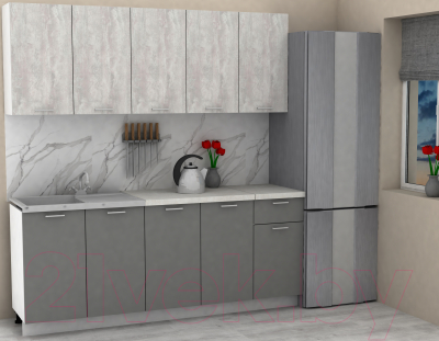 Кухонный гарнитур Eligard Lion 2.0 (ледяное дерево/дымчатый алмаз/королевский опал)