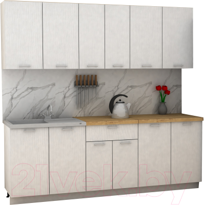 Кухонный гарнитур Eligard Lion 2.2 (белый структурный/дуб бунратти) - фото