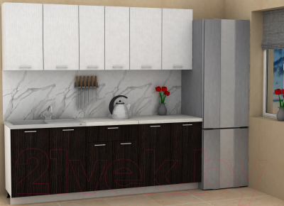 Кухонный гарнитур Eligard Lion 2.2 (белый структурный/дуб марбург/королевский опал)