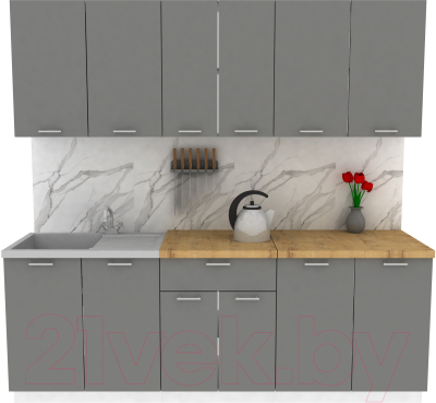 Кухонный гарнитур Eligard Lion 2.2 (дымчатый алмаз/дуб бунратти) - фото