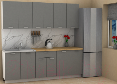 Кухонный гарнитур Eligard Lion 2.2 (дымчатый алмаз/дуб бунратти)
