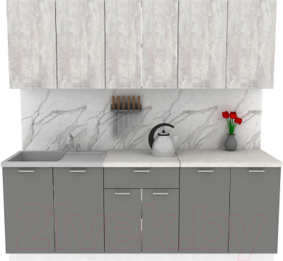 Кухонный гарнитур Eligard Lion 2.2 (ледяное дерево/дымчатый алмаз/королевский опал) - фото