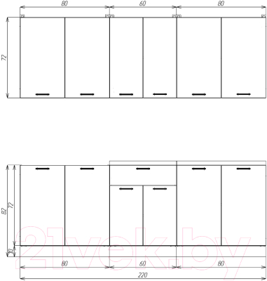 Кухонный гарнитур Eligard Lion 2.2 (ледяное дерево/дымчатый алмаз/королевский опал)
